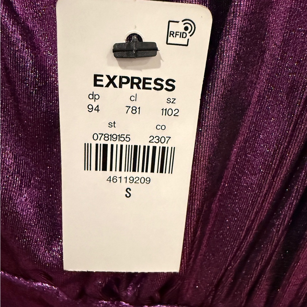 Express Purple Metallic Ruched Dress - Picture 3 of 3